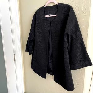 Eileen Fisher -  Ottoman Style Jacket - Open Front - 3/4 Sleeve - Black - L